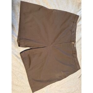HB Mens Brown Cotton Chino Shorts Size 52R Flat Front Straight Leg Casual